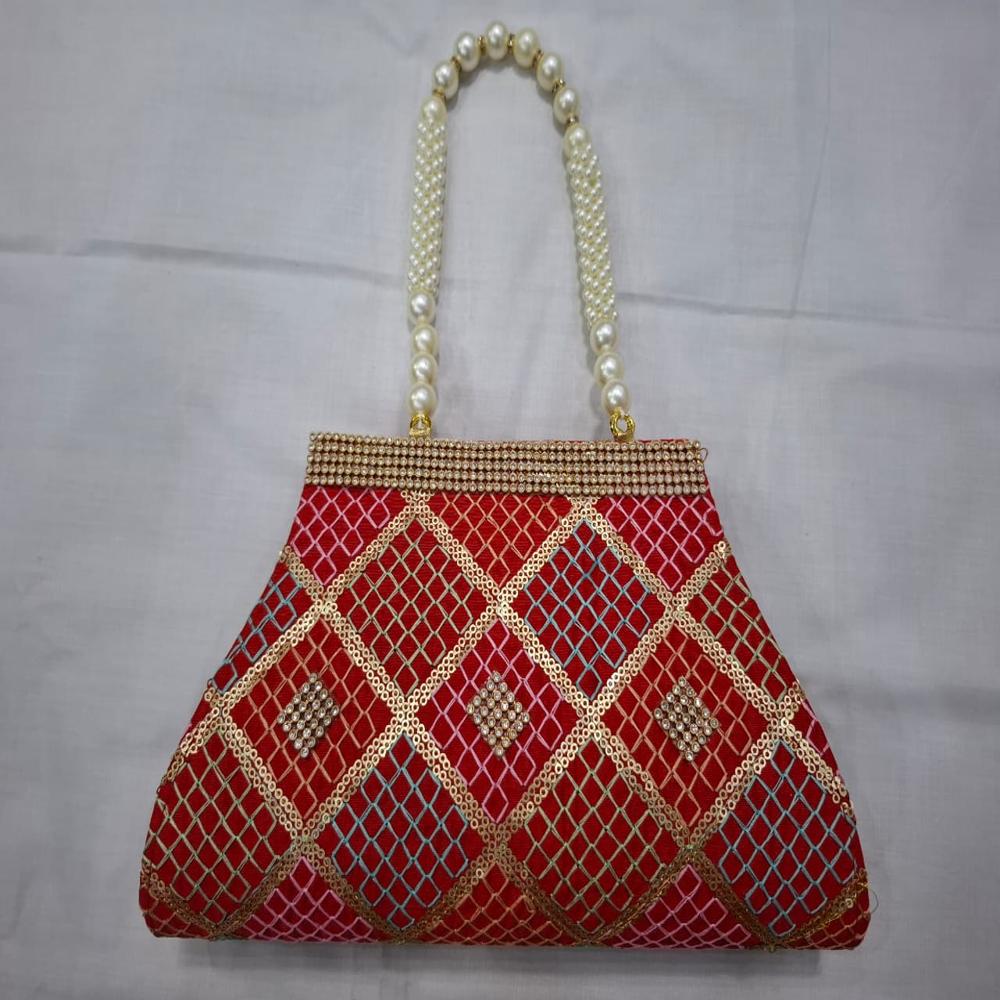 Embroidered Ladies Bag - Color: Multicolor Base With Vibrant Embroidery