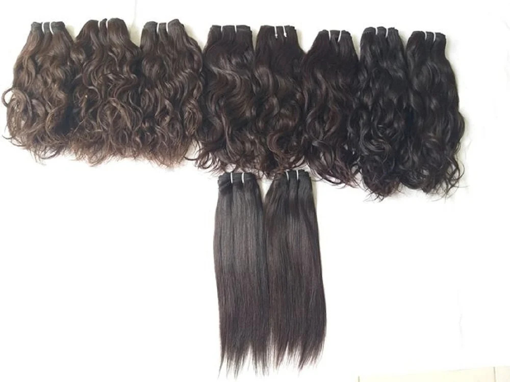 Black Indian Remy Human Hair Machine Weft Hair Extensions