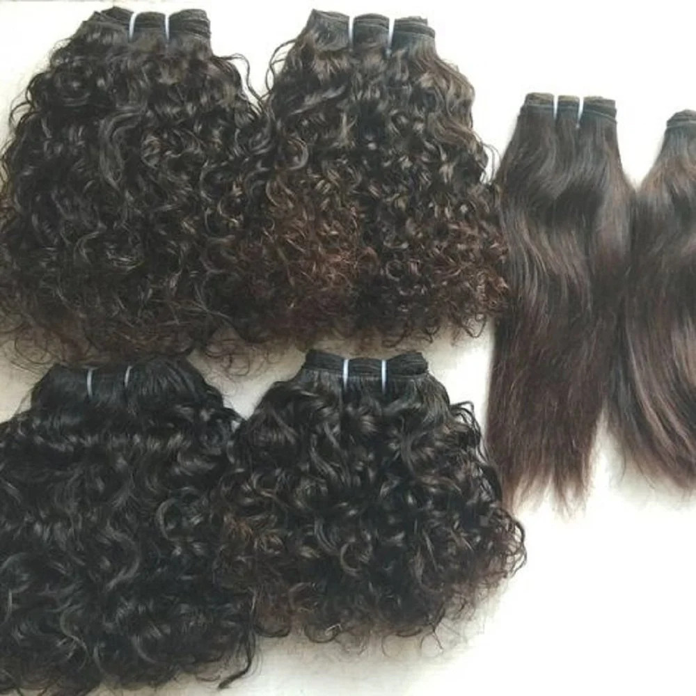 Black Indian Remy Human Hair Machine Weft Hair Extensions