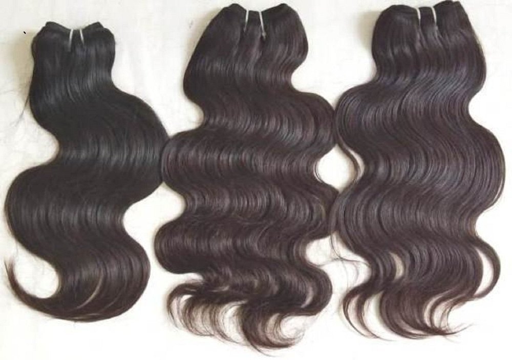 Black Machine Weft Brazilian Hair Body Wavy Remy Human Hair Extensions, 8