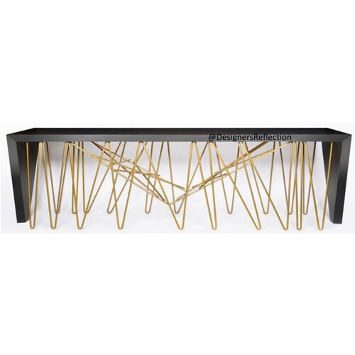 Metal & Wood Fusion Console In Abstract Design