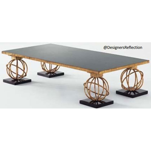 Metal & Wood Fusion Center Table In Abstract Design
