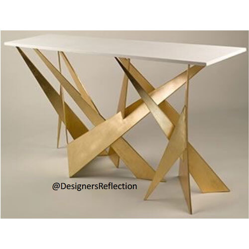 Side Table In Gold Leafing With Marble Top
