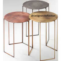 Metal Table Set In Hand Painted Finish - Mild Steel, Large 50x55 Cm & Small 40x45 Cm, Multicolor Artistic Motifs, Glossy Lacquered Pre-assembled