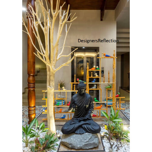 Hand Carved Wooden Birds & Buddha Sculpture