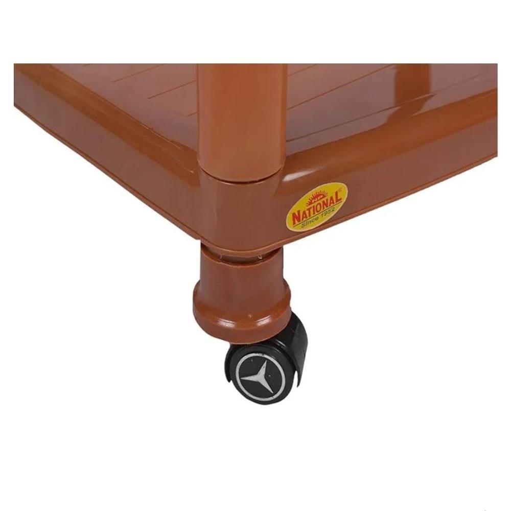 National Rajkot Centre Table With Wheels - Virgin Polypropylene, Portable Design, Smooth Brown Finish | Eco-friendly, Durable, Versatile Usage