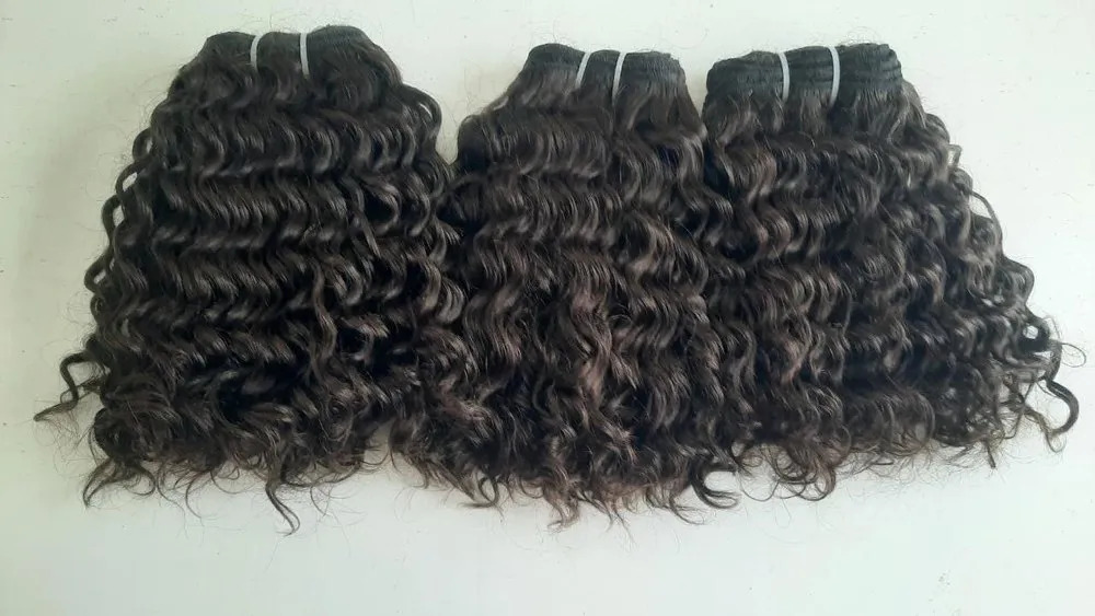 Black Steamed Curly Human Hair Extensions