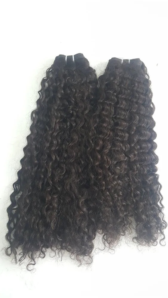 Black Steamed Curly Human Hair Extensions