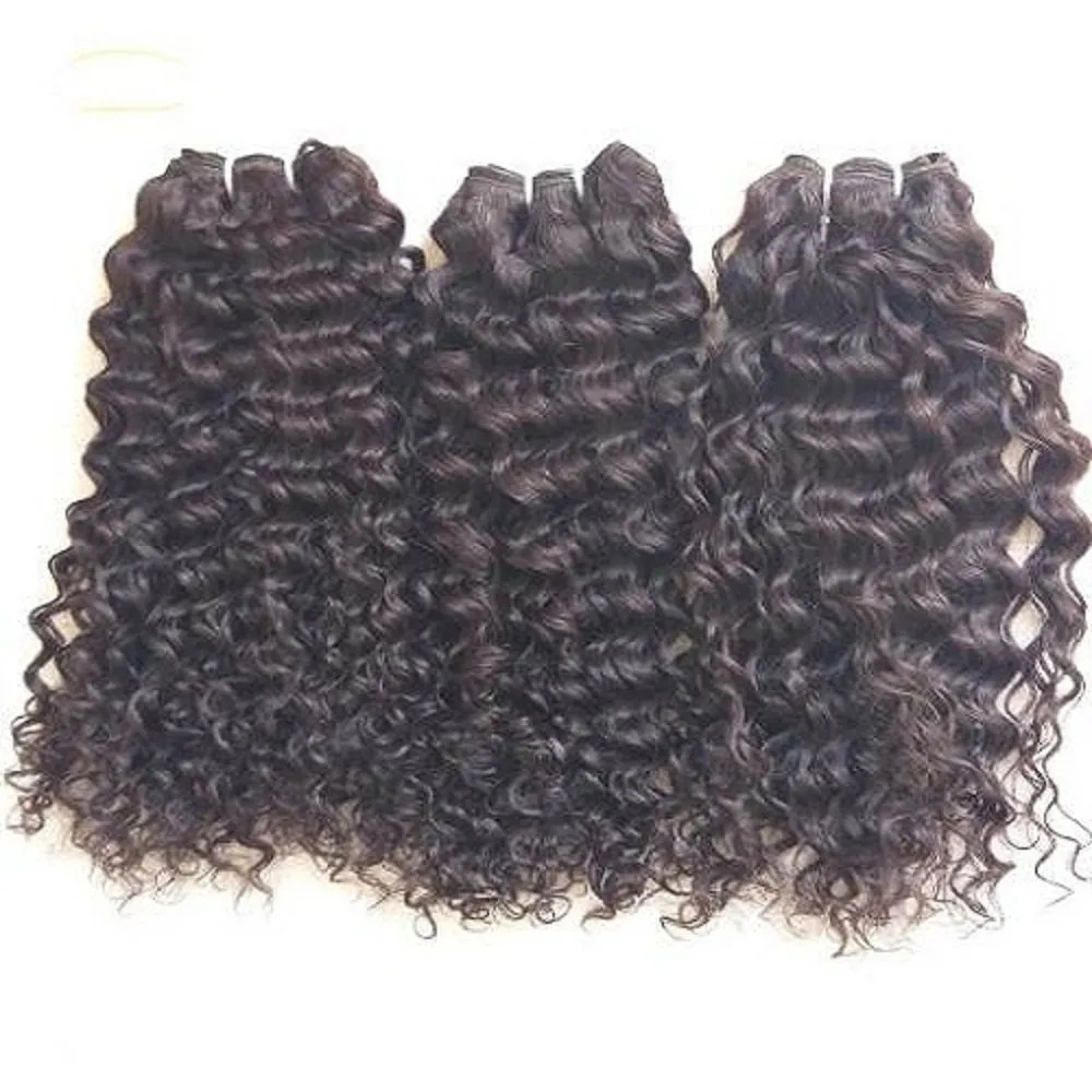Black Steamed Curly Human Hair Extensions