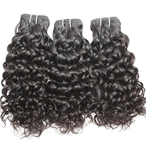 Black Curly Indian Remy Human Hair Weft Extensions, 18 inch, 100 gm