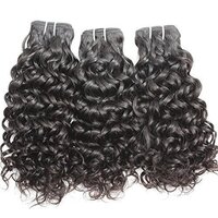 Black Curly Indian Remy Human Hair Weft Extensions, 18 inch, 100 gm