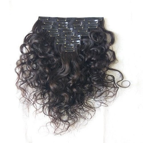 Black 100% Indian Human Hair Remy Curly Clip-In Hair Extension