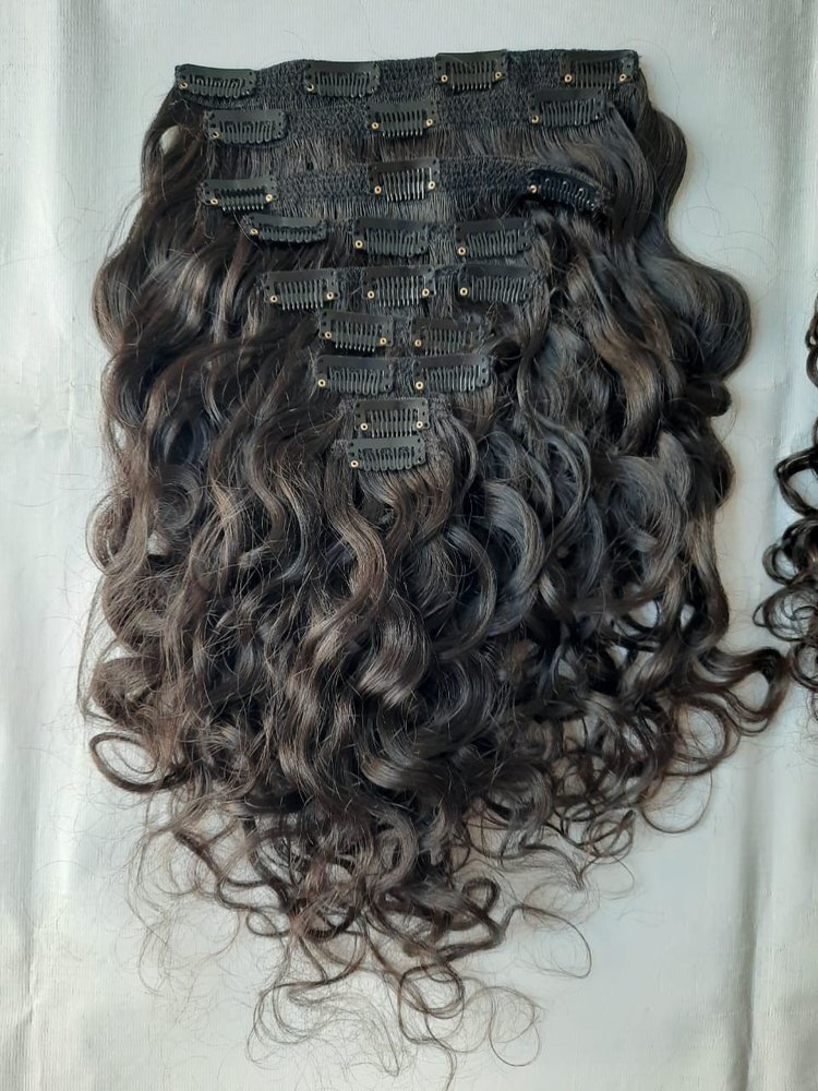 Black 100% Indian Human Hair Remy Curly Clip-In Hair Extension