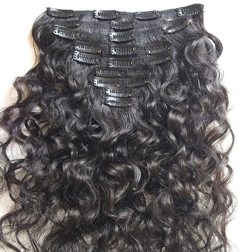 Black 100% Indian Human Hair Remy Curly Clip-In Hair Extension