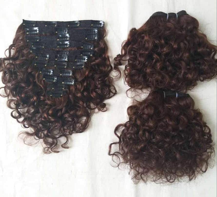 Black 100% Indian Human Hair Remy Curly Clip-In Hair Extension