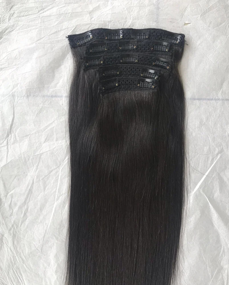 Natural Straight 7 Set Clip In Human Hair Extension