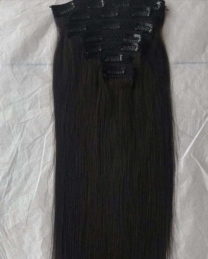 Natural Straight 7 Set Clip In Human Hair Extension
