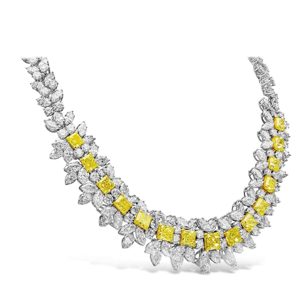 Radiant Yellow Lab Grown Diamond Necklace, Statement Bridal Jewelry