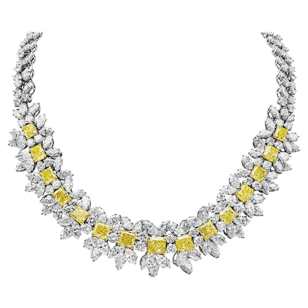 Radiant Yellow Lab Grown Diamond Necklace, Statement Bridal Jewelry