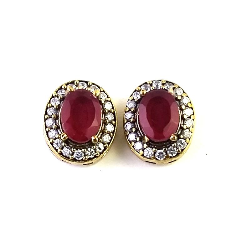 Turkish Style Stud Earrings In 925 Sterling Silver With Ct