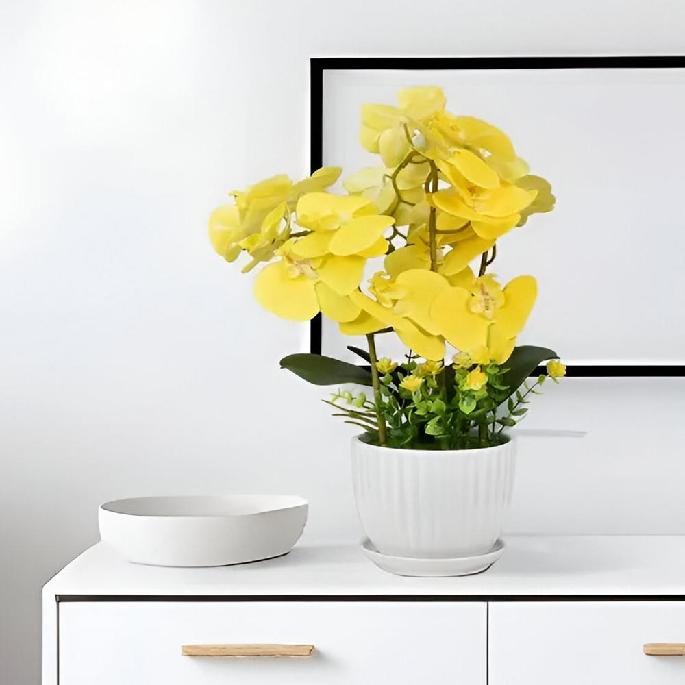 Royaloak Three Pieces Butterfly Orchid Flowers - Yellow - 18 Inches - Pfl-42 - Finish: Smooth