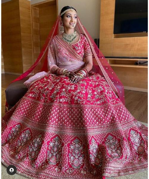 Pink Color Designer Heavy Work Marriage Special Lehenga Choli