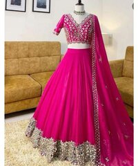 Pink Raw Silk Bridal Wedding Lehenga Set