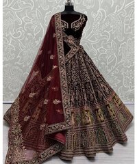 Elegant Maroon Bridal Lehenga Choli with Intricate Embroidery