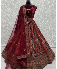Elegant Maroon Bridal Lehenga Choli with Intricate Embroidery
