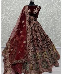 Elegant Maroon Bridal Lehenga Choli with Intricate Embroidery