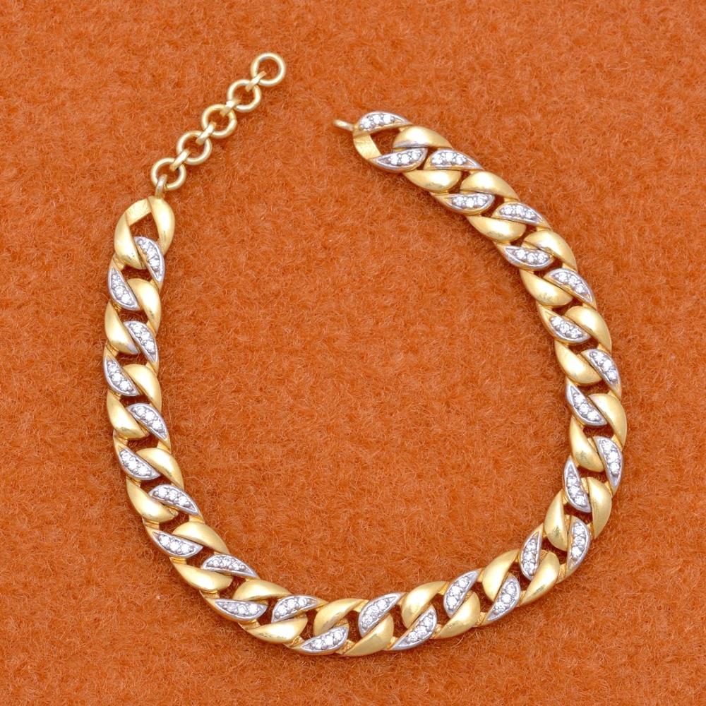 Pave Diamond 925 Sterling Silver Bracelet With Gold Plating Custom Sizes & Gemstone Options Available - Gender: Men