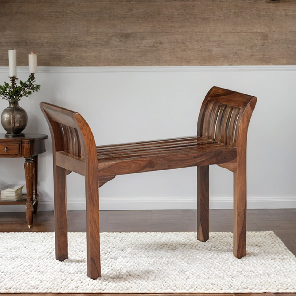 Royaloak Riyu Bench | Sheesham Wood Construction - Bnh20242001 - Color: Brown