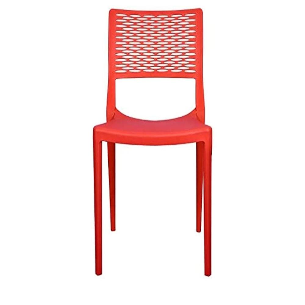 Diya Spring Chair - Eco-friendly Plastic, Smooth Finish, Red Color | Ergonomic Design, Ideal For Indoor Use, Indian Style Aesthetics