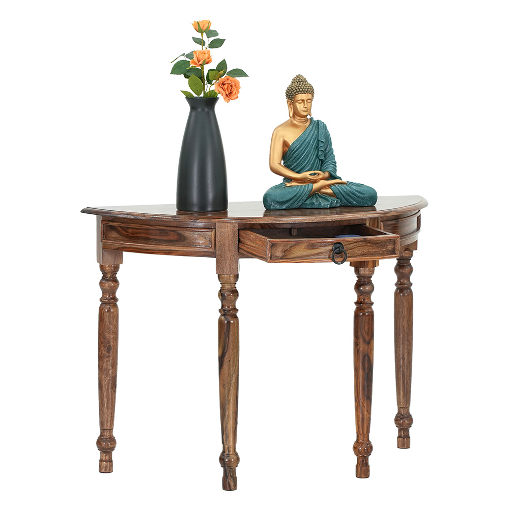 Royaloak Demilune 1 Drawer Console Table | Sheesham Wood Crafting - Cst-02 - Feature: High Quality