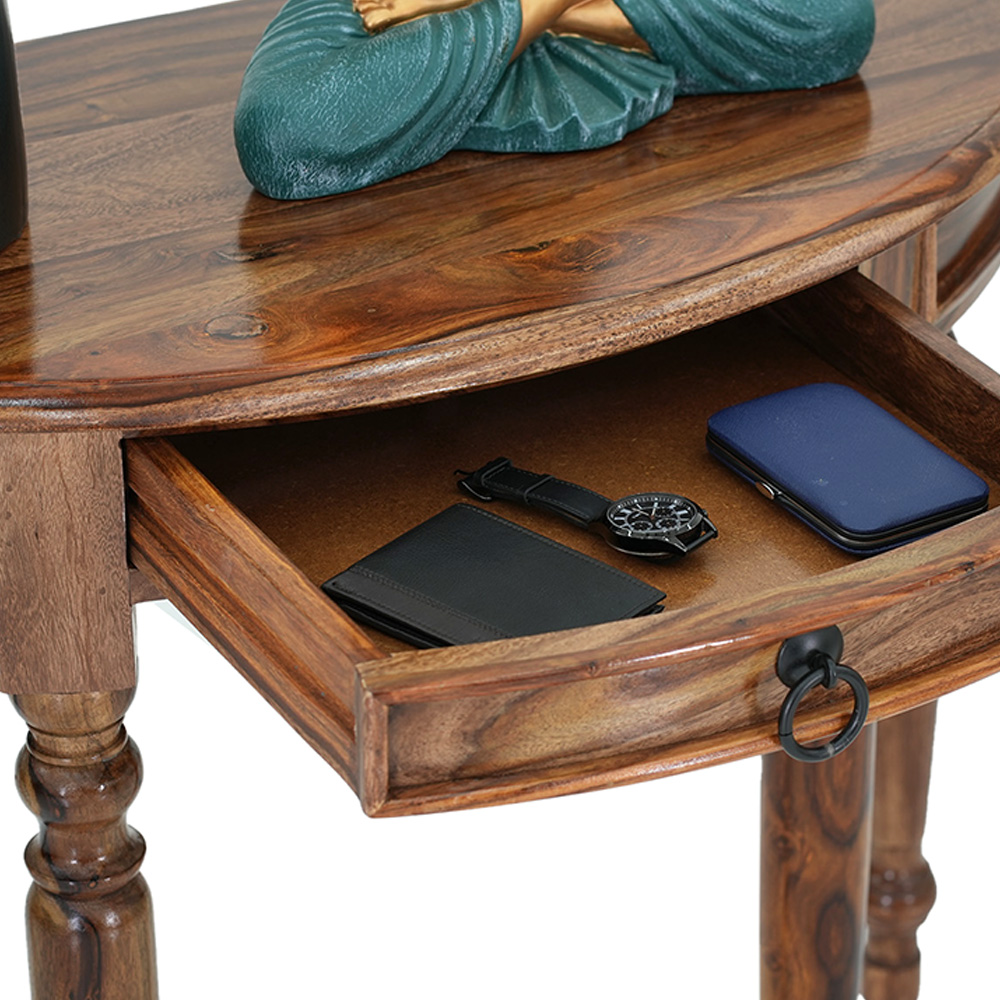 Royaloak Demilune 1 Drawer Console Table | Sheesham Wood Crafting - Cst-02 - Feature: High Quality