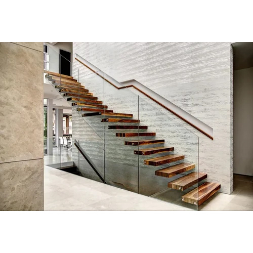 Black Mild Steel Wooden Staircase
