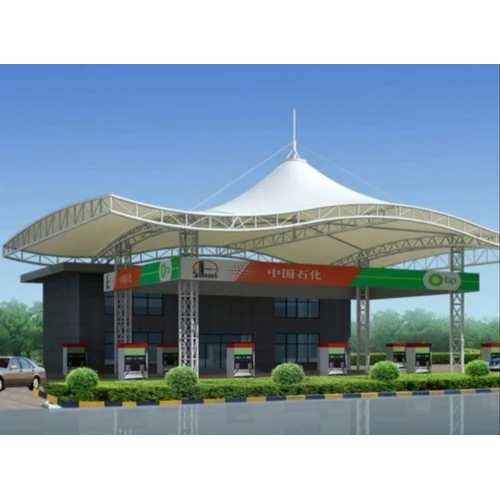 White Mild Steel Petrol Pump Conopy