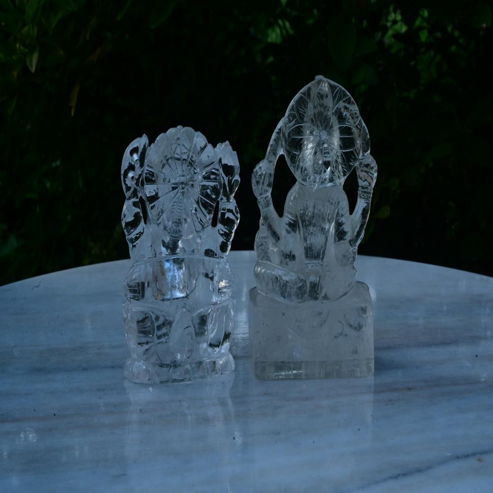 CLEAR CRYSTAL LAXMI GFANESH PAIR