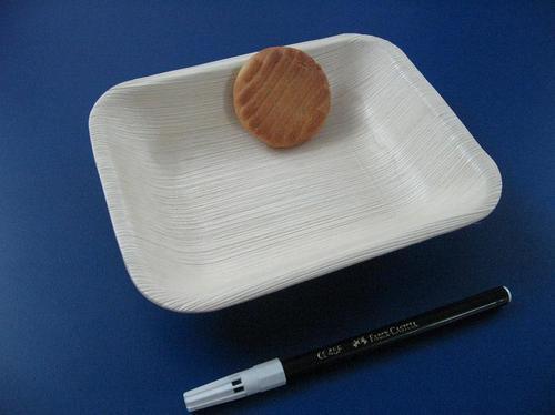 आरेका पत्तों की आयताकार प्लेटें