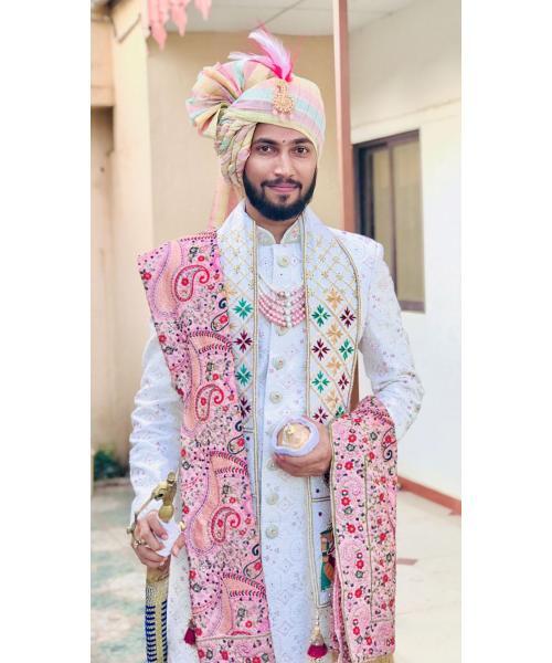 Sherwani Poly Viscose Embroidered Mughal Motif Sultan Set