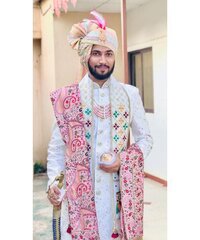 Sherwani Poly Viscose Embroidered Mughal Motif Sultan Set