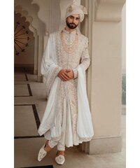 Sherwani Poly Viscose Embroidered Mughal Motif Sultan Set