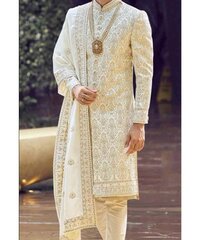 Sherwani Poly Viscose Embroidered Mughal Motif Sultan Set