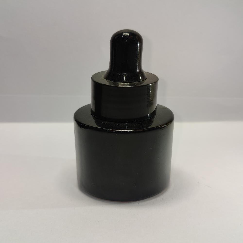 20ML BLACK FLAT SHOULDER GLASS BOTTLE
