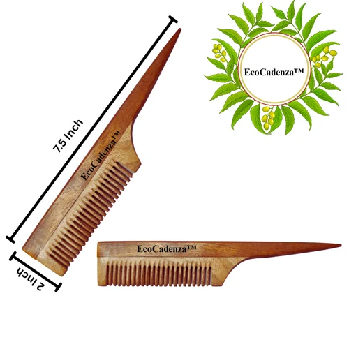 8 Inch EcoCadenza Pure Wooden Neem Tail Comb