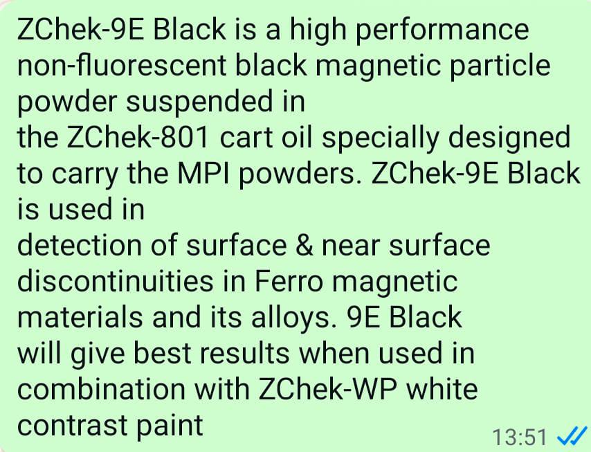 9e Black Oil-based Visible Magnetic Particle Suspension - Usage: Detecting Fine And Medium Discontinuities