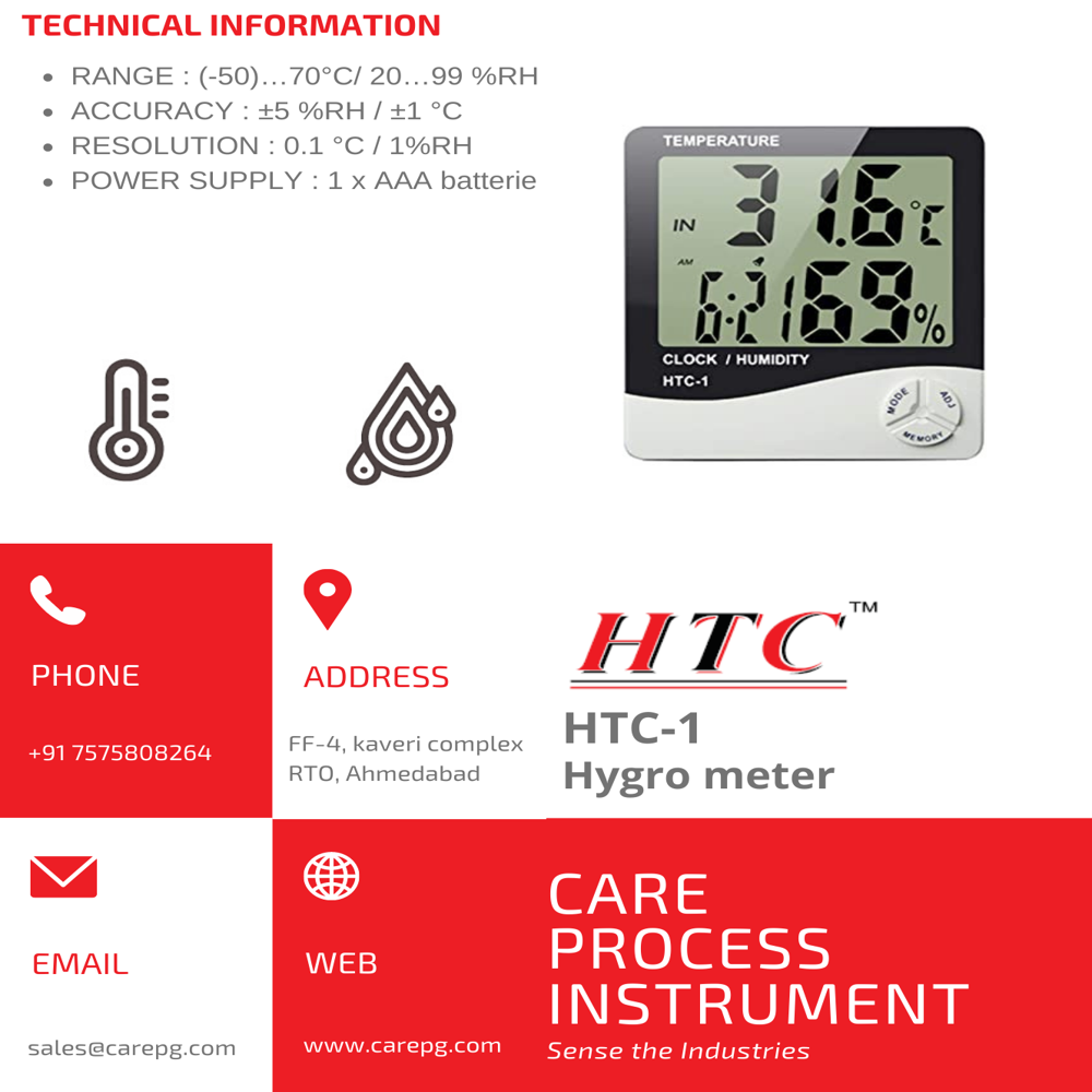 Digital Thermo Hygrometer (Htc-1) - Accuracy: 2 %