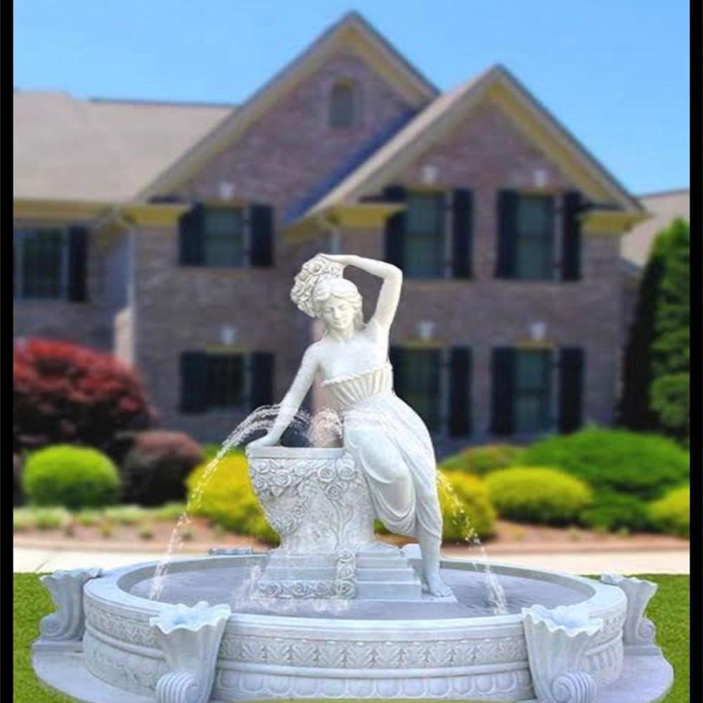 Marble Statue Fountain - Color: White