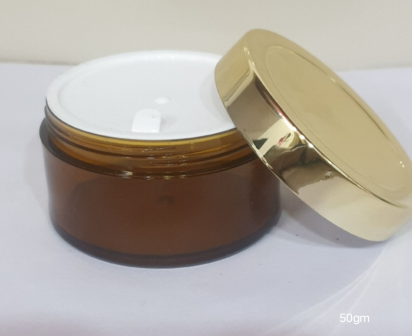 50 gm Amber San Jar with Golden Cap