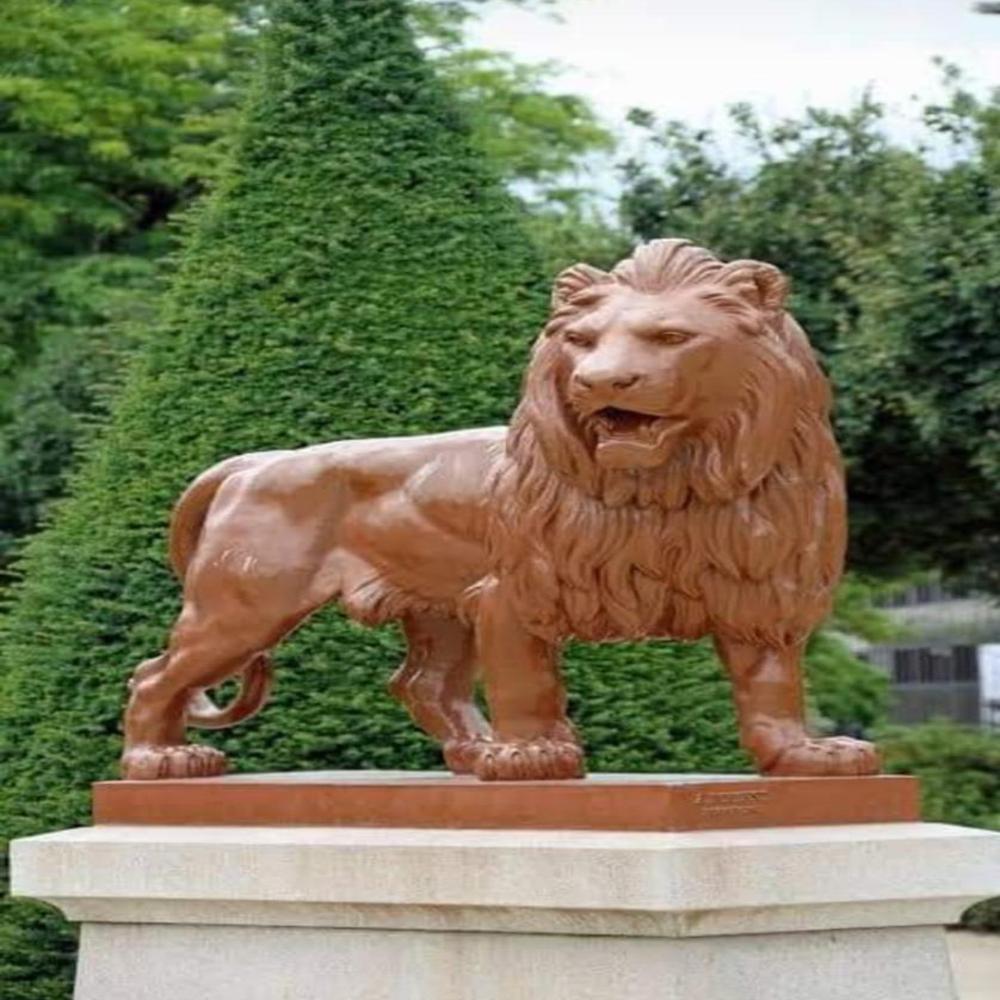 Marble Lion Statue - High-quality Stone Block, Standard Size, Pure White Color, Polished Surface Finish, Water-resistant Design
